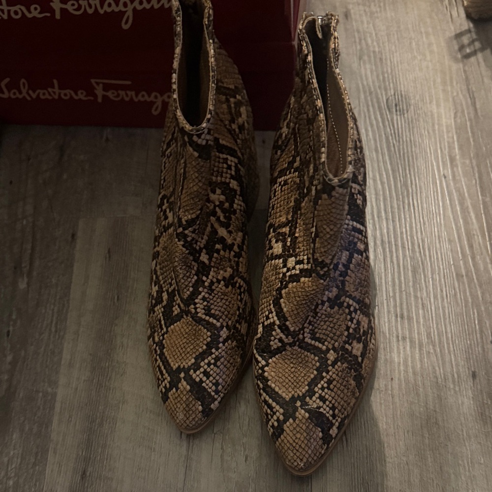 Steve Madden Tan Snakeskin Ankle Boots